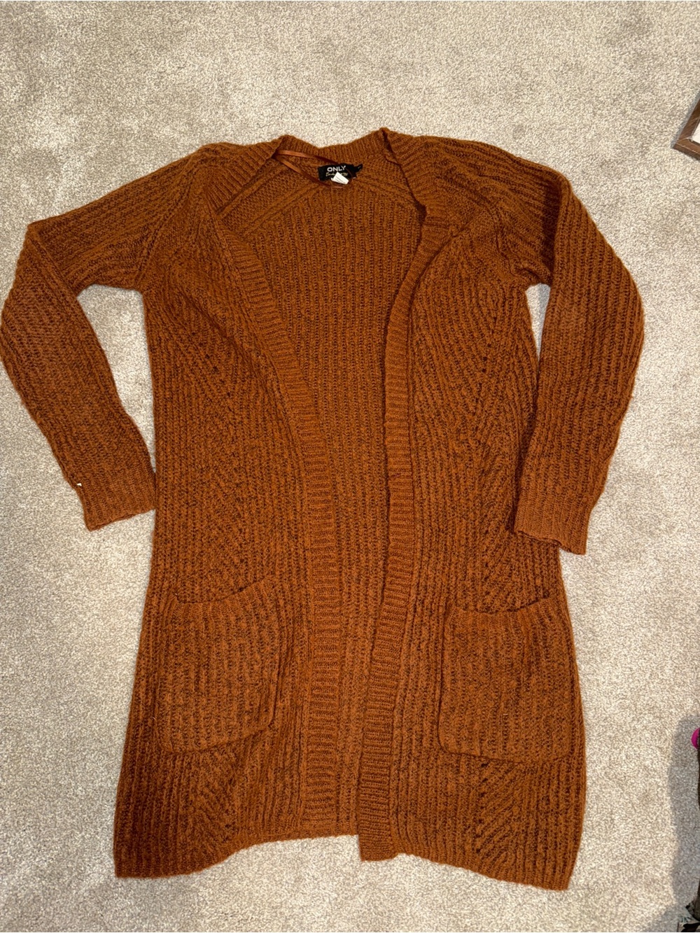 Only Rust Open-Front Longline Cardigan